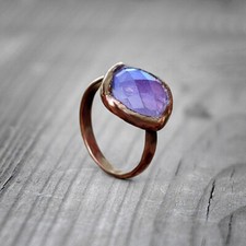Natural Faceted Amethyst Gemstone Handmade Fashion Ring Boho Statement Jewelry