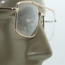 Bifocal Reading Glasses Square Aviator 80's Style Gold Metal Frame 2.50 Lens