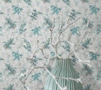 Vliestapete Aquarell Blumen Leinenoptik Floral Weiß TüRkis Grau 47451 (6,92€/1Qm