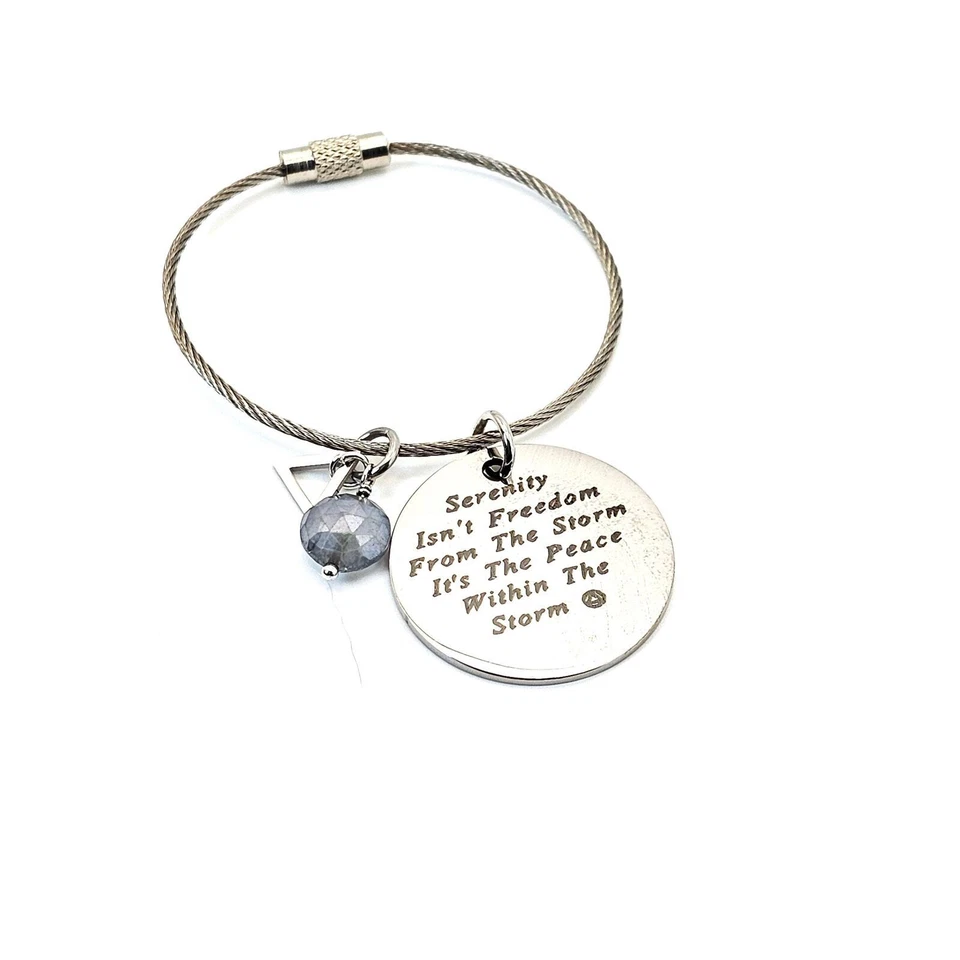 Llavero Serenity Quote Labradorita Gema Recuperación AA Alcohólicos Anónimos Foto 4 de 4