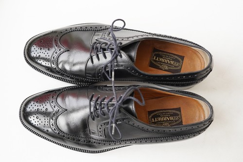 J.M. Barrett Scarpe Derby Uomo Pelle Nera Alare, Made in Italy Us7.5 Uk6.5 - Foto 2 di 18