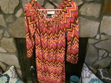 Women's Dress Size S Orange Yellow Black Chevron Pretty Cut Outs & Colors