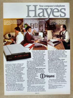 1983 Hayes Smartmodem 300 & 1200 Modems vintage print Ad