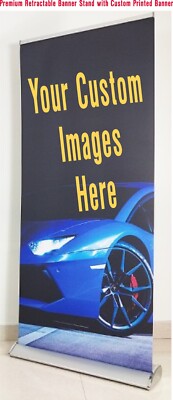 Premium Retractable  Banner Stand & Fullcolor Printed Banner 13oz. Ship Same Day