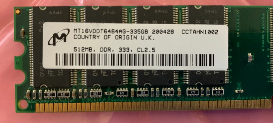 Micron MT16VDDT646AG-335GB 512MB DDR 333 - RAM Memory IBM PN: 31P9122 - Image 2 of 4