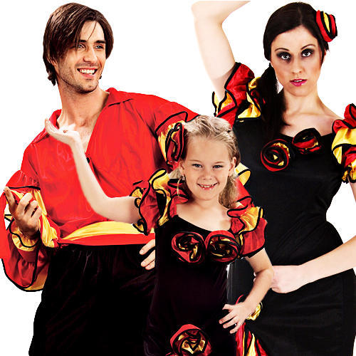 Spanish Rumba Dancer Fancy Dress Adults Kids Salsa Flamenco Mexican Costume  New