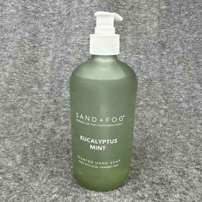 SAND + FOG EUCALYPTUS MINT Scented Hand Soap with Aloe Glass Bottle 15.7 oz NEW