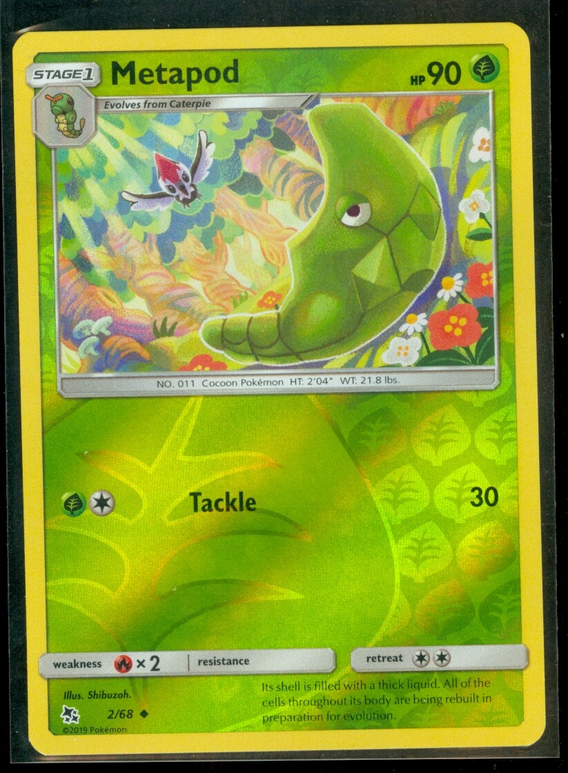 Pokemon METAPOD 2/68 Hidden Fates Rev Holo - - MINT