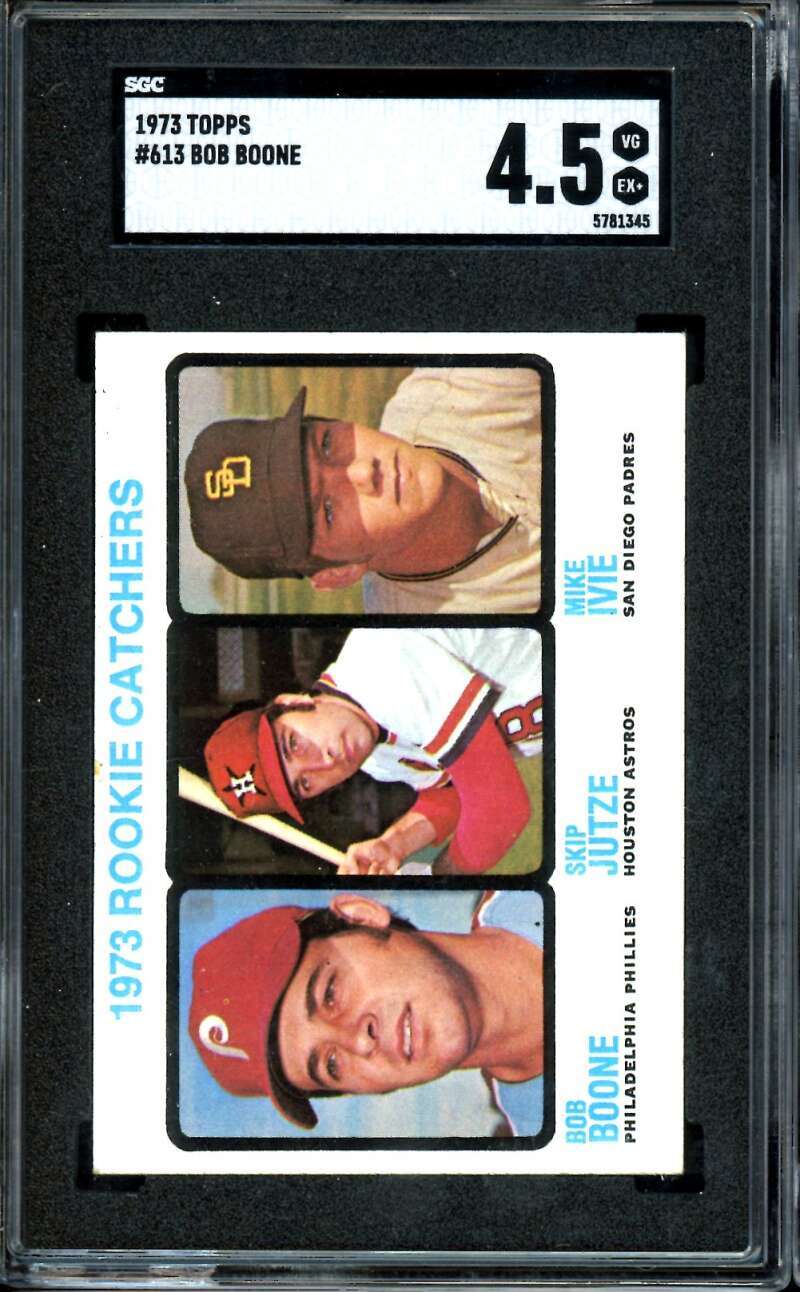 1973 Topps #613 Bob Boone/Skip Jutze/Mike Ivie Rookie Catchers RC SGC 4.5 VG-EX+