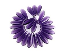 25 Czech Glass Dagger Beads - Transparent Tanzanite 16x5mm