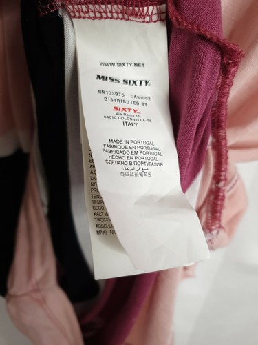Miss Sixty Pink Colour Block 3/4 Dolman Sleeve T Shirt Dress Size Small - Picture 11 of 11