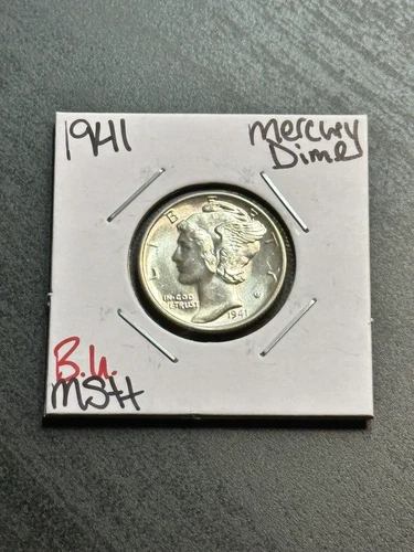 1941 P Mercury Silver Dime FB Full Bands Gem BU Uncirculated MS++ Coin (Raw9924)