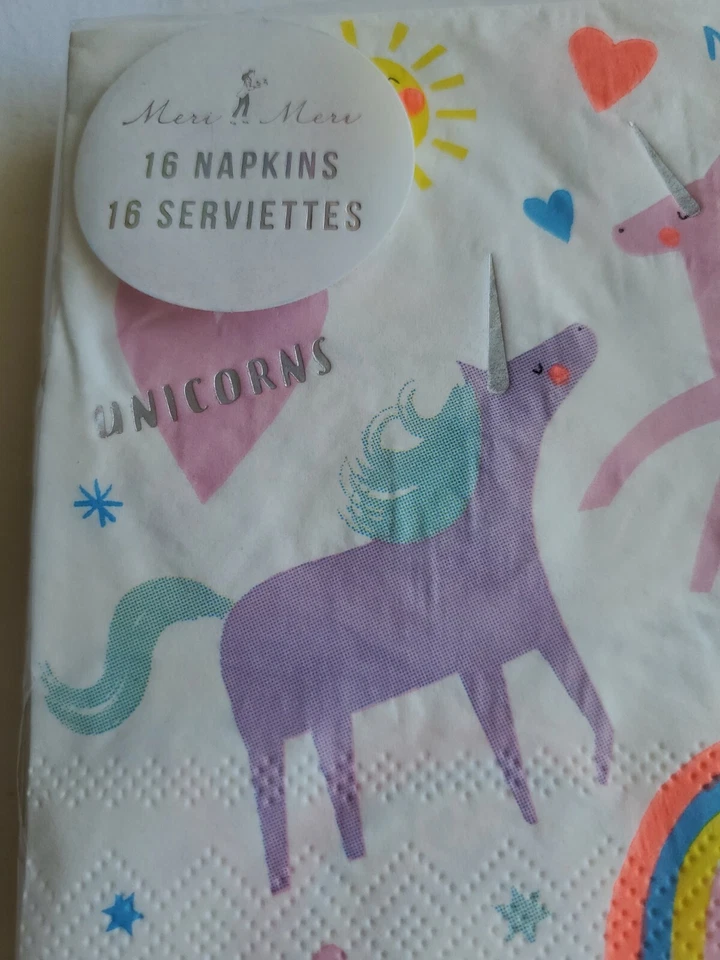 Meri Meri 独角兽和彩虹 16 餐巾 10 英寸 X 10 — 第 3/4 张图片