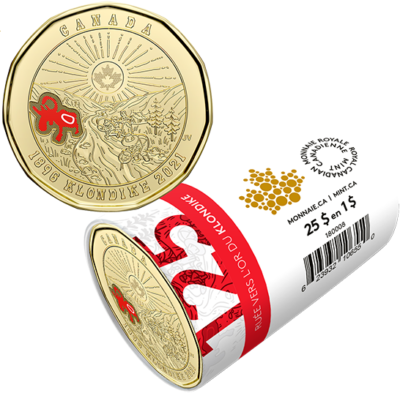 monja　Chapado en Laton ゴールドヘアラインHg1 2021 Canada 125th Anniv. Klondike Gold Rush One Dollar Loonie