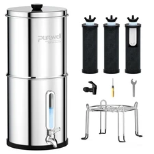 Purewell 2.25G Gravity-fed Water Filter System with 3 Filters, 3-Stage Ultra-...