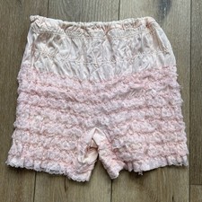 VTG 80s Malco Modes Pink Ruffle Bloomer Shorts M Burlesque Retro Pin Up Costume
