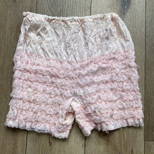 VTG 80s Malco Modes Pink Ruffle Bloomer Shorts M Burlesque Retro Pin Up Costume