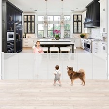 STCOCKIS NEWLY ENHANCED 42" TALL 120" EXTRA WIDE RETRACTABLE BABY GATE - WHITE