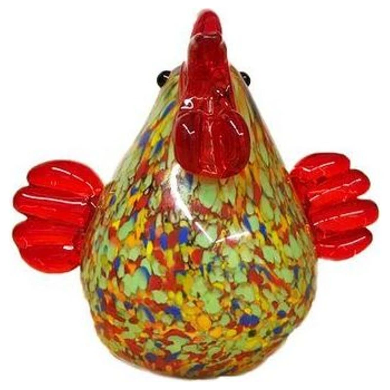 Gallo in Vetro Colorato Giallo Rosso 9x8,5x9 cm Soprammobile Scultura, fotografia 8 di 9