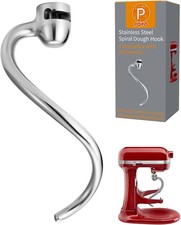 Stainless Steel Spiral Dough Hook Replacements for Kitchen aid 6 Quart Bowl-Lift