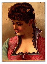 Original 1870s Victorian Trade Card - Beautiful Lady Dressed Fancy