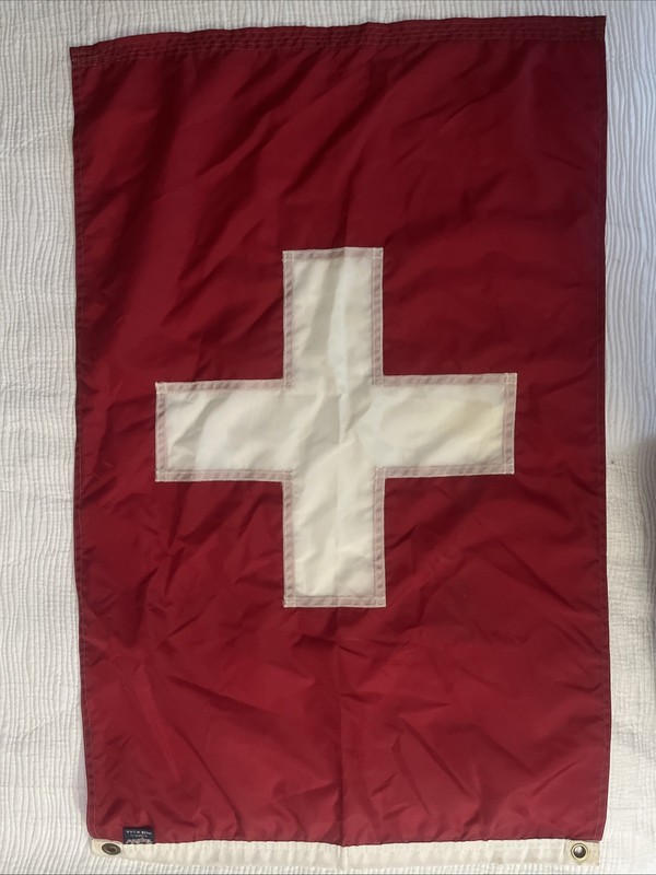 Vintage Swiss Switzerland Flag Source Heavy Polyester 95% flag 2’x3’