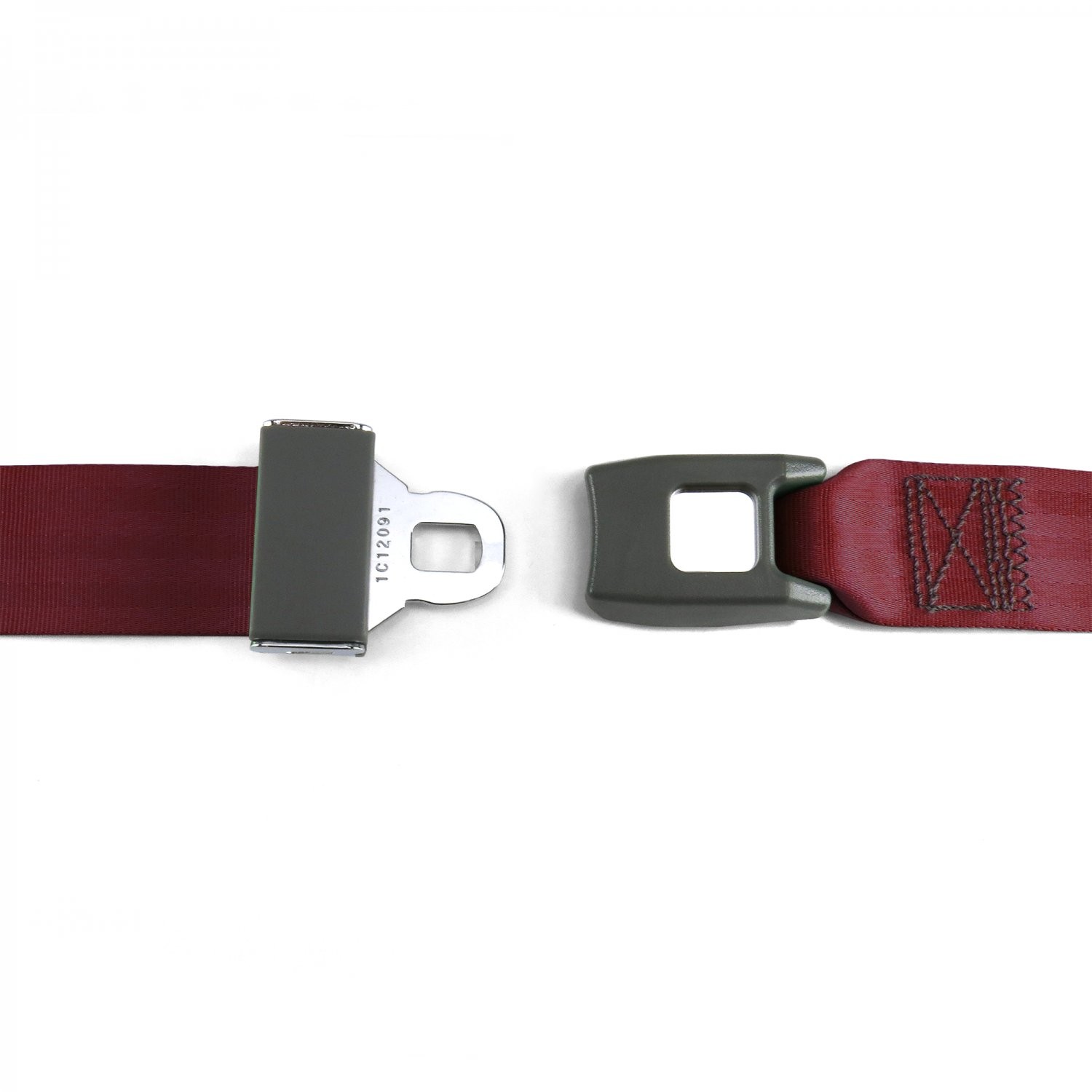 Chevy Truck 1935 - 1940 Standard 2pt Burgandy Lap Bench Seatbelt Kit - 3