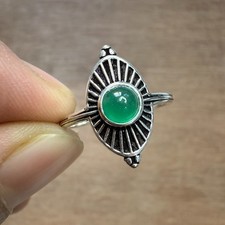 Green Onyx Silver Ring 925 Sterling Silver Jewelry, Handmade Natural Onyx Ring