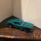 Hot Wheels Redline Custom Camaro Hybrid Green USA Blue Glass 1968 CLEAN