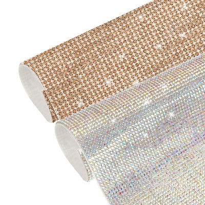 2er Pack Glitzer Strass Blatt 9,44x7,87'' Bunt Champagner