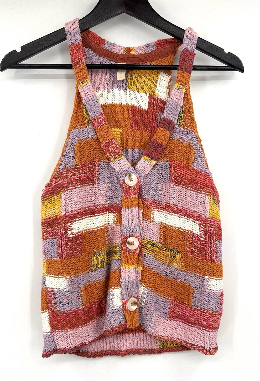 Pilcro Cropped Patchwork Knitted Multicolor Butto… - image 2