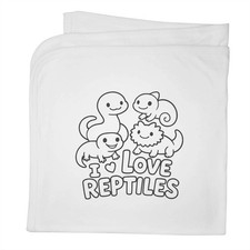 'I Love Reptiles' Cotton Baby Blanket / Shawl BY00042465 