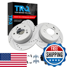 Trq Rear Brake Pad And Rotor Set Ceramic Coated Drilled Slotted Compatible 1999