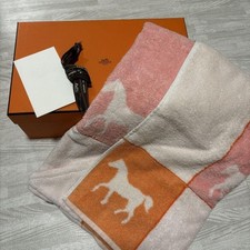 Hermes Baby Bath Towel orange pink white for girls gift luxury horse design