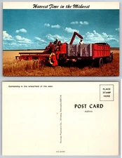 Harvest Time Midwest Wheatfield Tractor Postcard