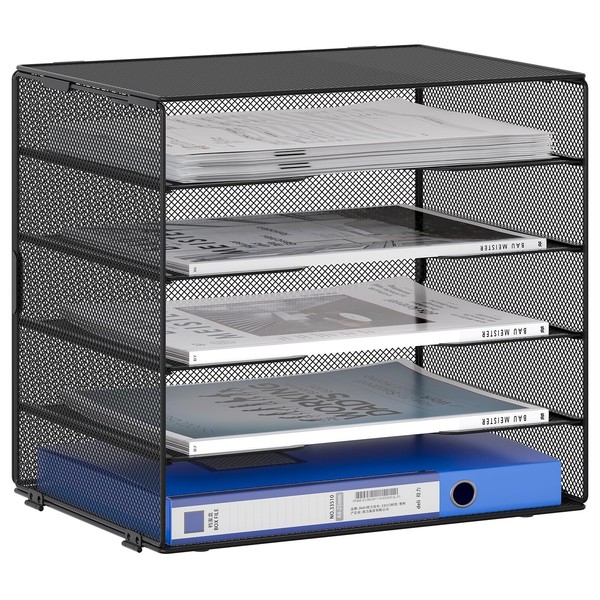 BüRo Schreibtisch Organizer A4 Metall Aktenablage Dokumentenhalter 5 FäCher-image