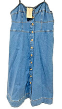Universal Thread Blue Denim Button Down Midi Dress XL Sleeveless w/Pockets NWT