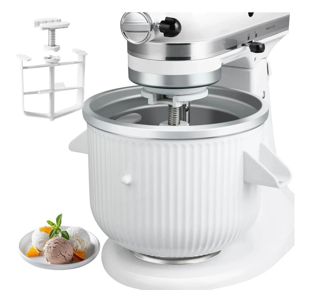 Ice Cream Maker Attachment For KitchenAid Compatible with 4.5 Qt Mixer Or Larger