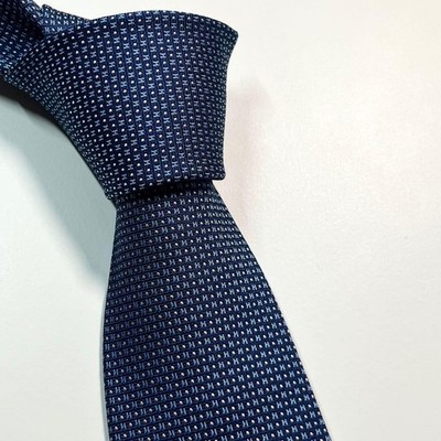 Hermes Rare 3D Mega Chariot H Pattern Dot Silk Tie Used