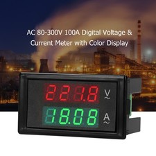 ⁺AC 80-300V 100A Digital Voltmeter Ammeter Amperage Tester Gauge Green Red LED