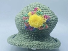 HANDMADE CROCHET BABY CLOCHE HAT WITH FLOWER