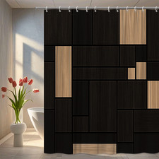 Elegant Black and Beige Shower Curtain for Modern Bathrooms