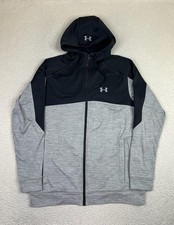 Under Armour ColdGear Hoodie Mens Medium Black Gray Gamut Full Zip 1262246