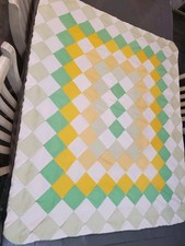 Vtg Patchwork Baby Nursery Quilt Crib Blanket 48x38" Hippie Wall Hanging Art
