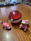 Pokémon Tomy Slow Bro and Slowpoke with Tomy Pokeball Figures Vintage Toy