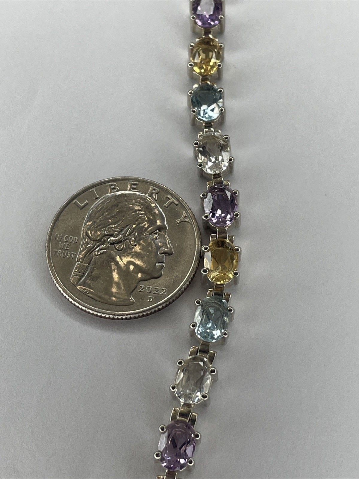 Solid Sterling Multi Colored Tennis Bracelet By A… - image 7