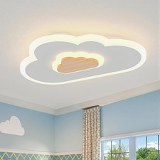 LED Wood Cloud Cartoon Kids Ceiling Light 23.62in - 3000-6500K with Nightligh...