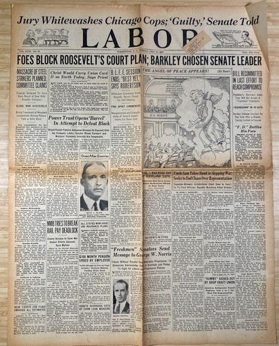 1937 Labor Weekly Railroad Unions National Newspaper Washington DC Jul 27 Issue