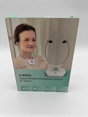 Artiste APH100 White Digital Wireless 2.4 GHz TV Headphones For Seniors