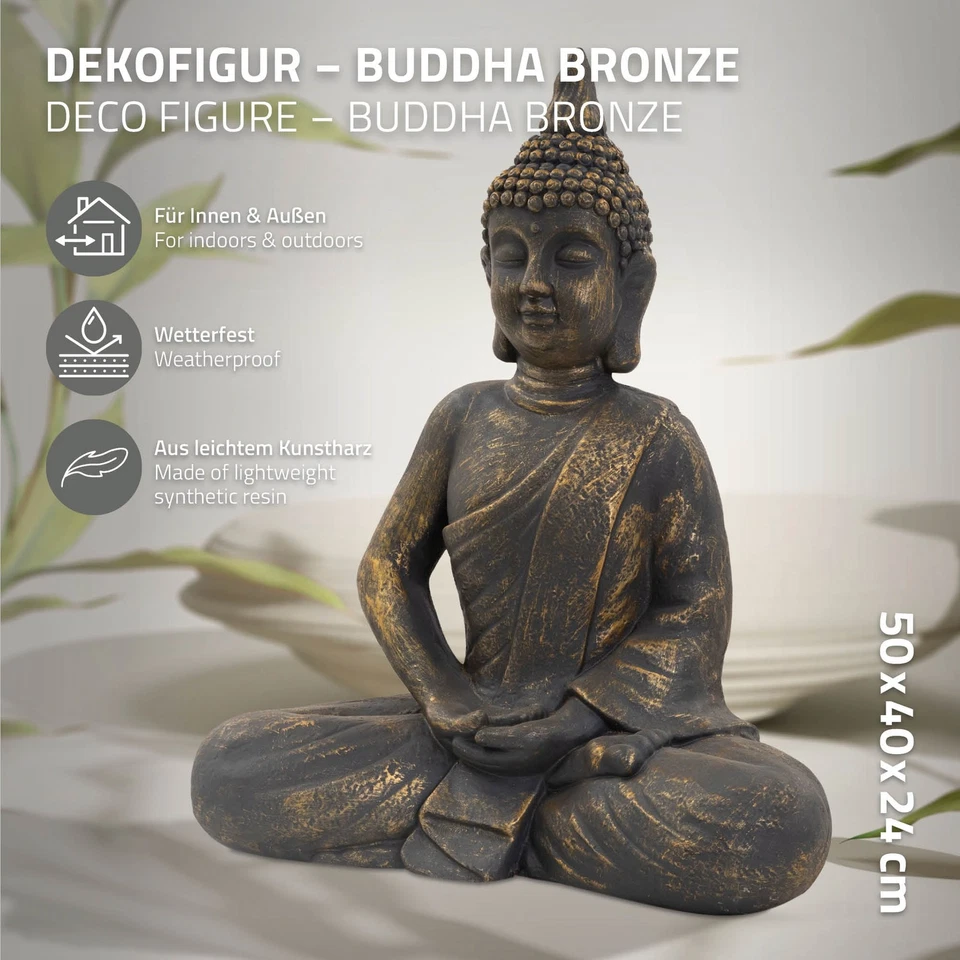 Statue Bouddha jardin décoration intérieur extérieur feng shui en pierre 48 cm - Photo 2/4